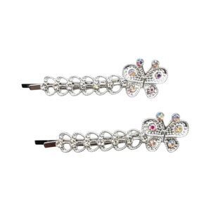 Sparkling Silver Butterfly Hair Clips